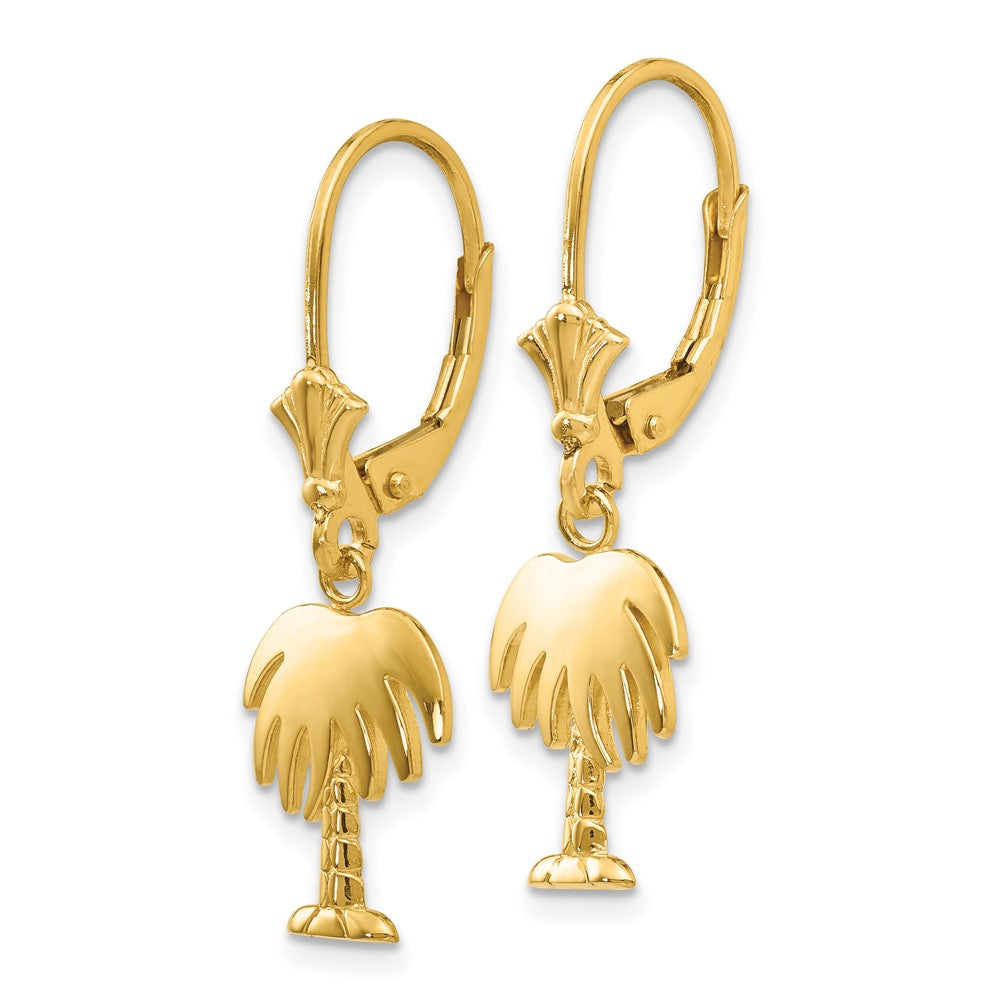 Gold Palm Tree Leverback Earrings - Model K4487 - Charlie & Co. Jewelry