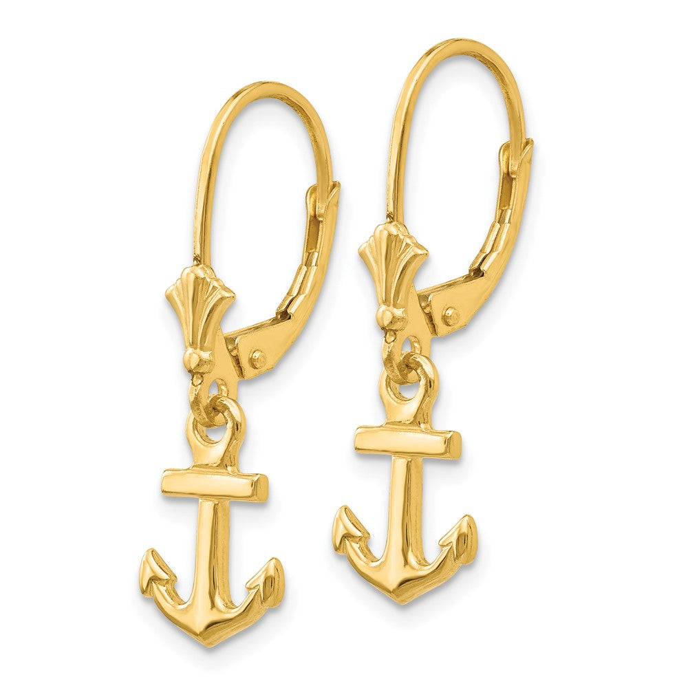 Gold Mini Anchor Leverback Earrings - Model K4503 - Charlie & Co. Jewelry