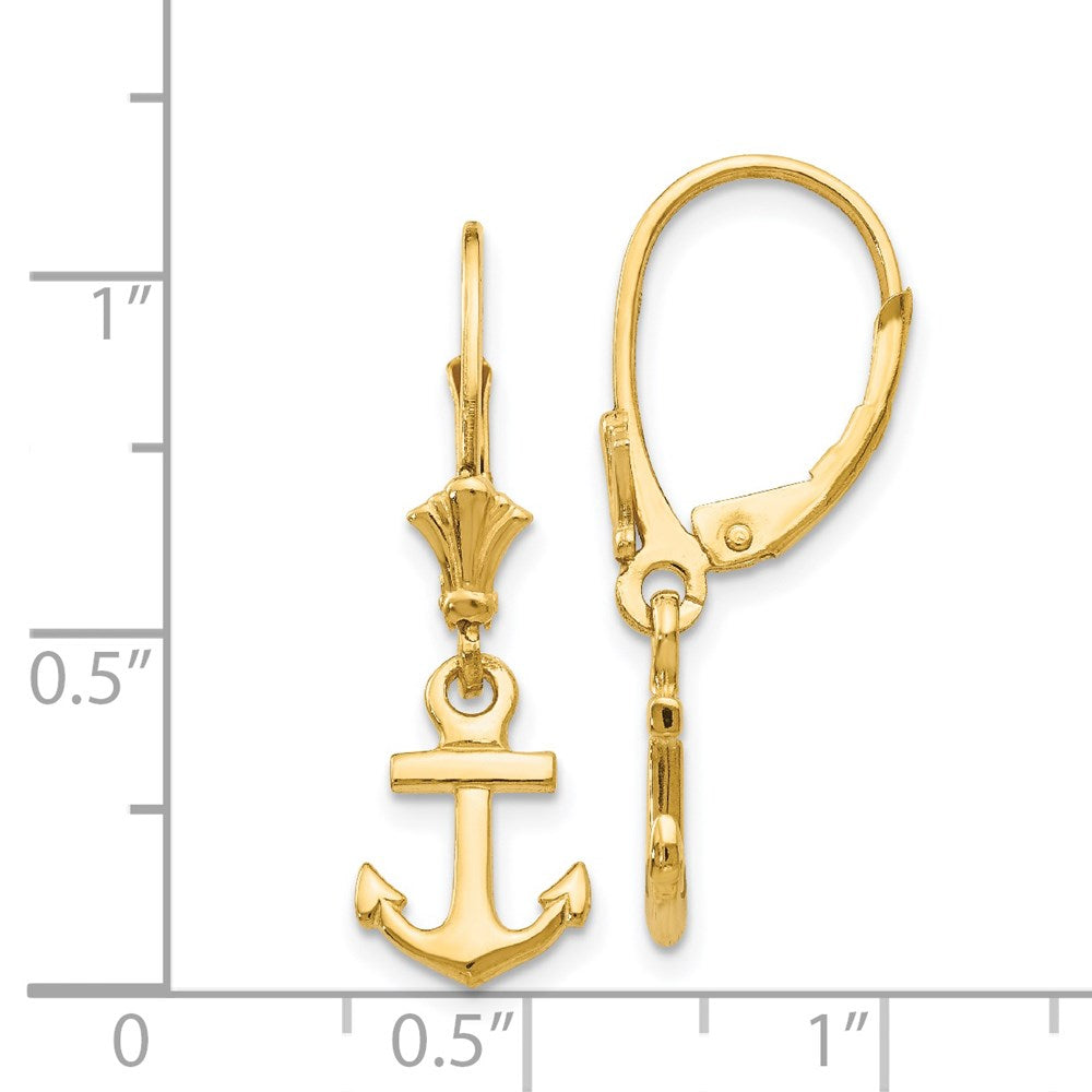 Gold Mini Anchor Leverback Earrings - Model K4503 - Charlie & Co. Jewelry