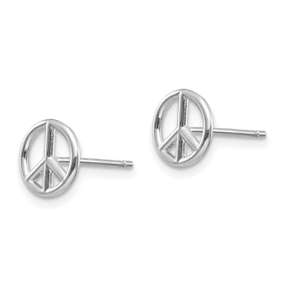 White Gold Polished Peace Symbol Post Earrings - Model K4516W - Charlie & Co. Jewelry