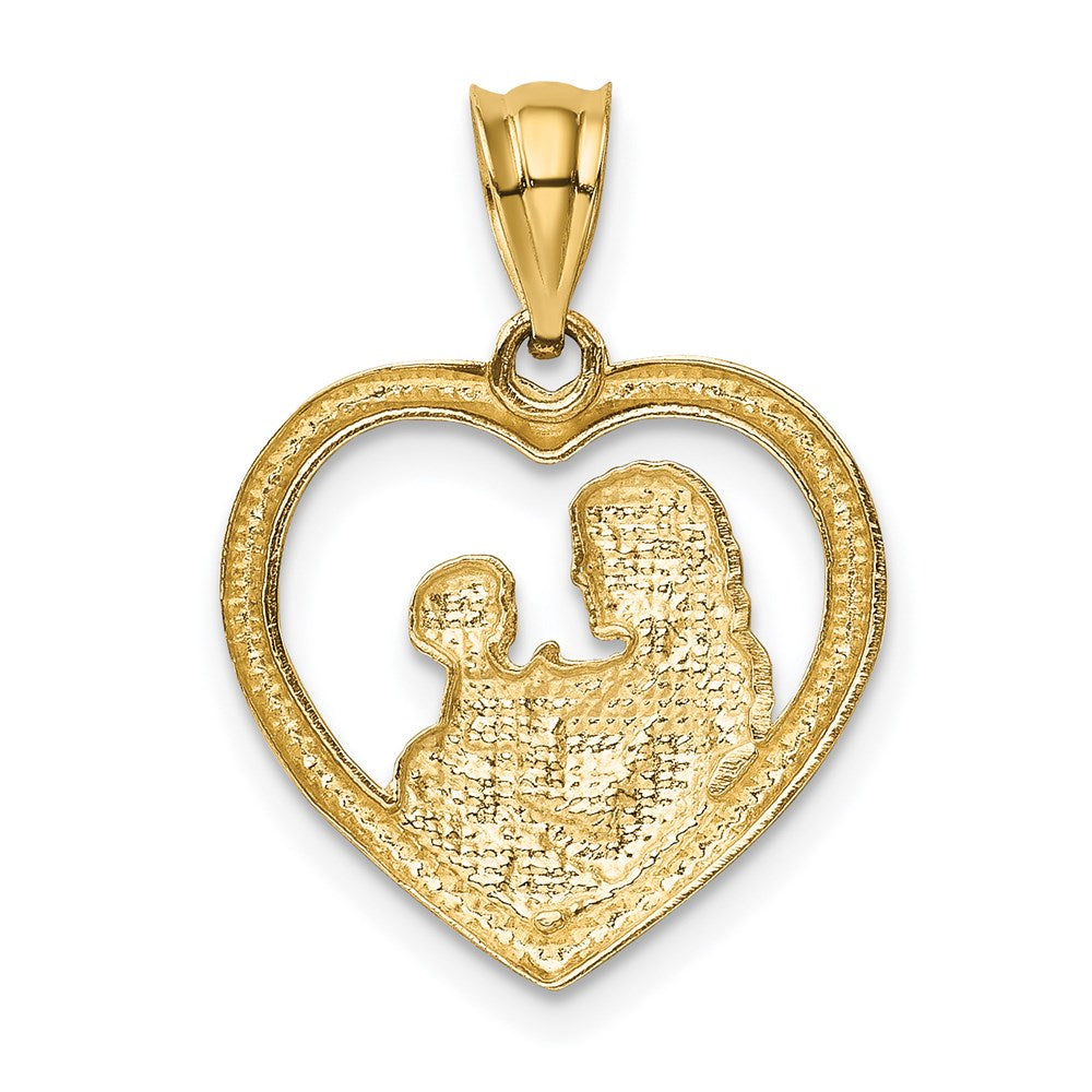 Gold Polished and Satin Mom/Baby Heart Charm Necklace - Model K4753 - Charlie & Co. Jewelry