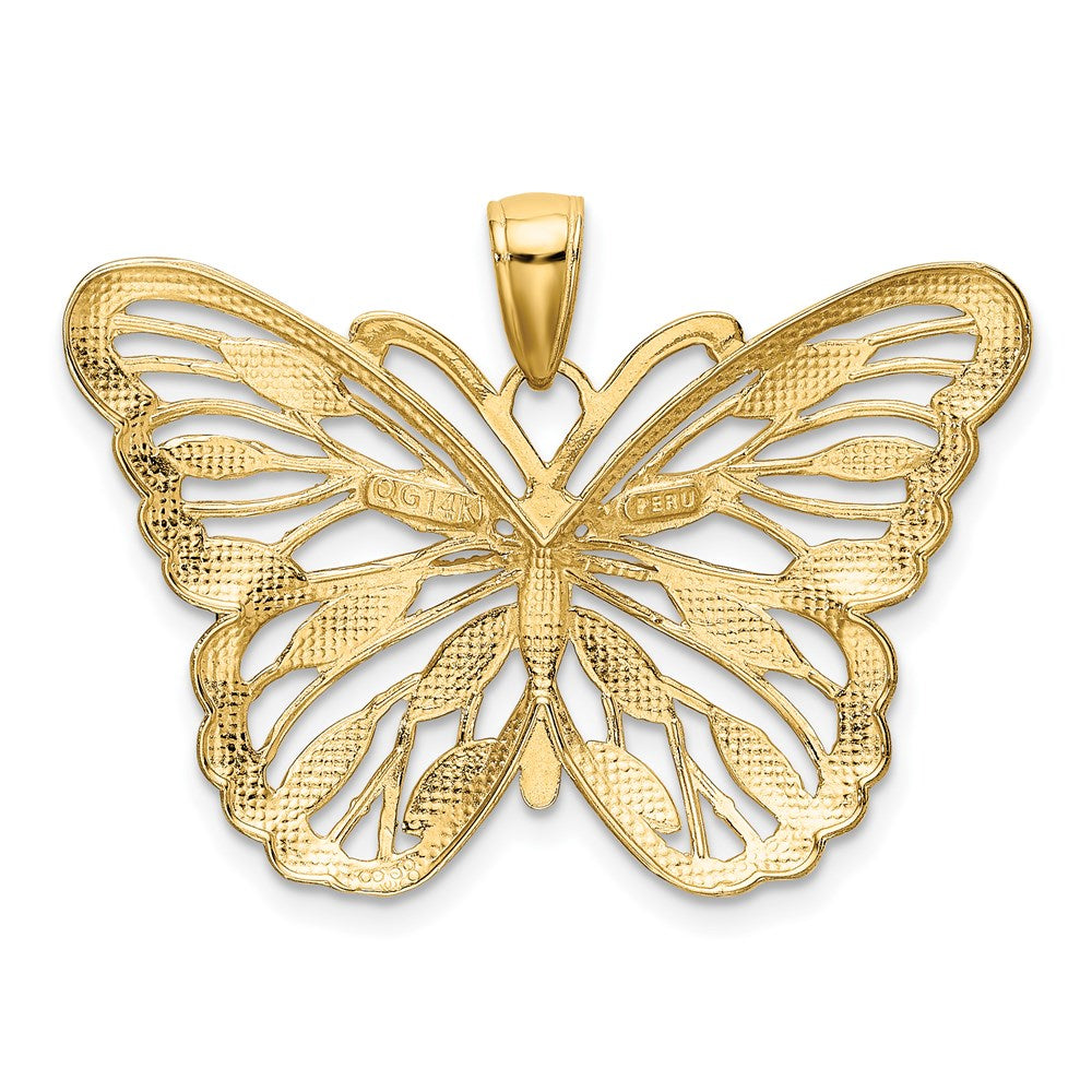 14k Yellow and White Gold Butterfly Necklace Pendant - Charlie & Co. Jewelry