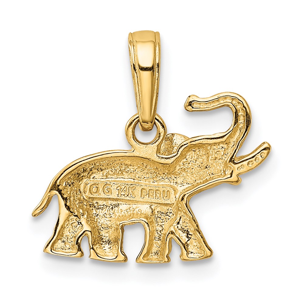 Gold Polished Elephant Necklace Pendant - Charlie & Co. Jewelry