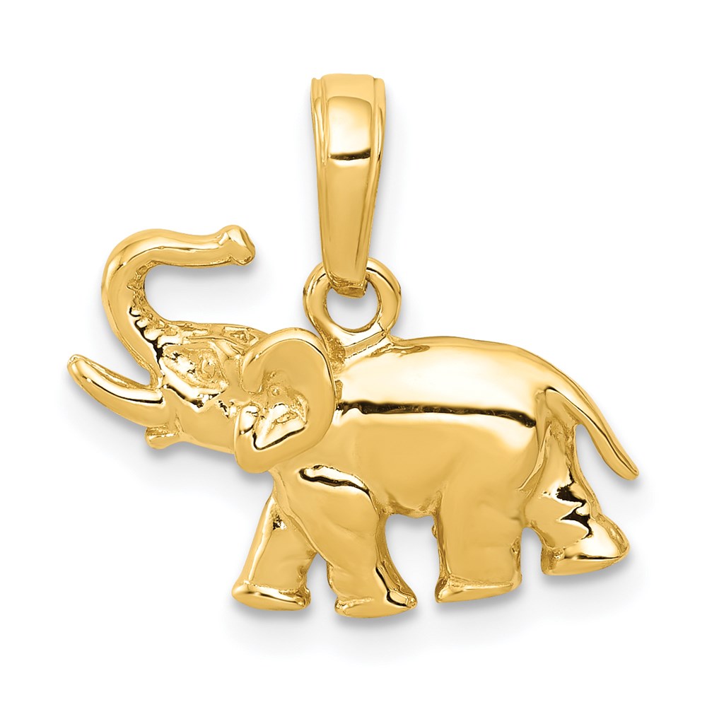 Gold Polished Elephant Necklace Pendant - Charlie & Co. Jewelry