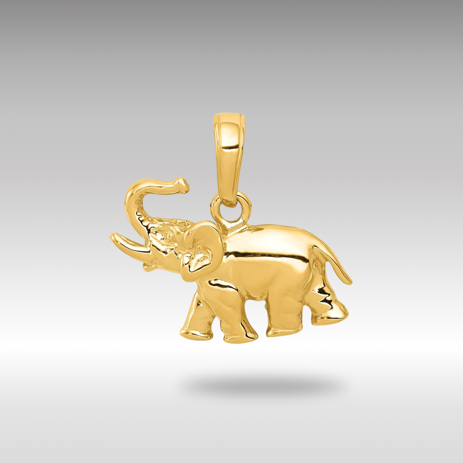 Gold Polished Elephant Necklace Pendant - Charlie & Co. Jewelry