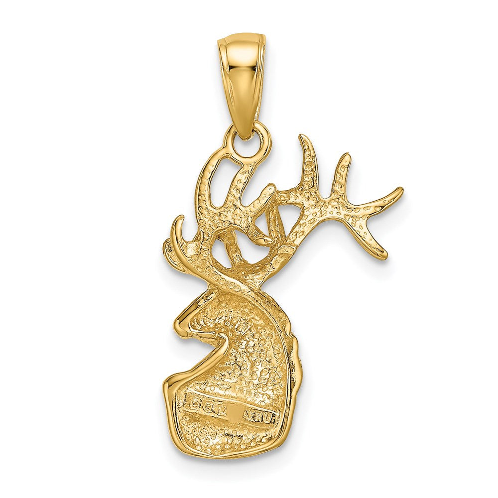 14K Gold Polished Deer Head Necklace Pendant - Charlie & Co. Jewelry