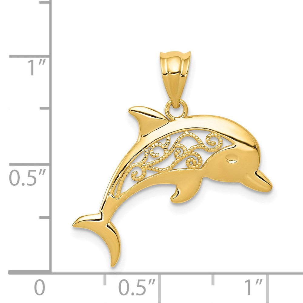 Charlie & Co Jewelry | 14k Filigree Dolphin Pendant - Model K4877