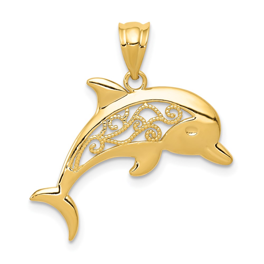 Charlie & Co Jewelry | 14k Filigree Dolphin Pendant - Model K4877