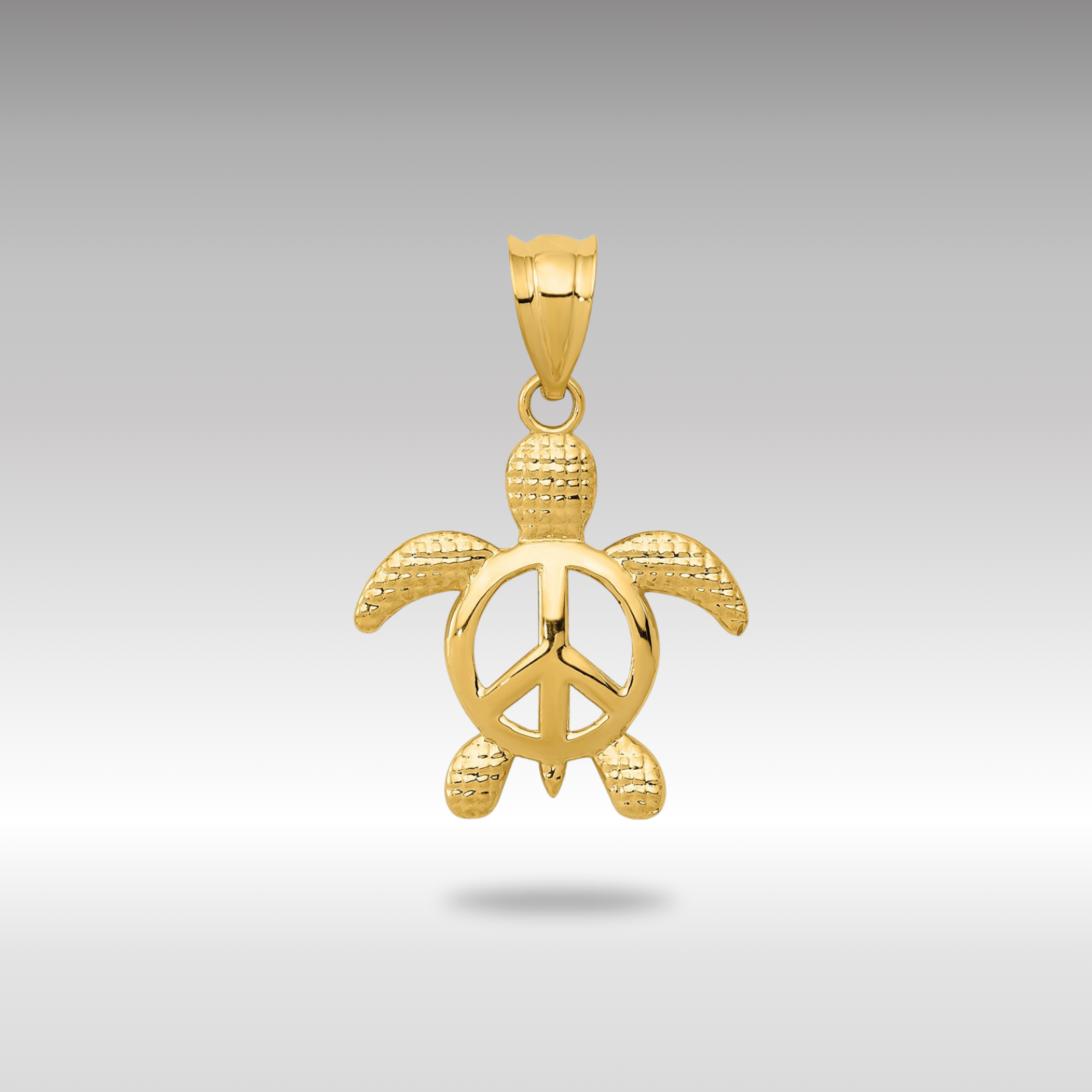 Gold Peace Sign Turtle Pendant - Charlie & Co. Jewelry