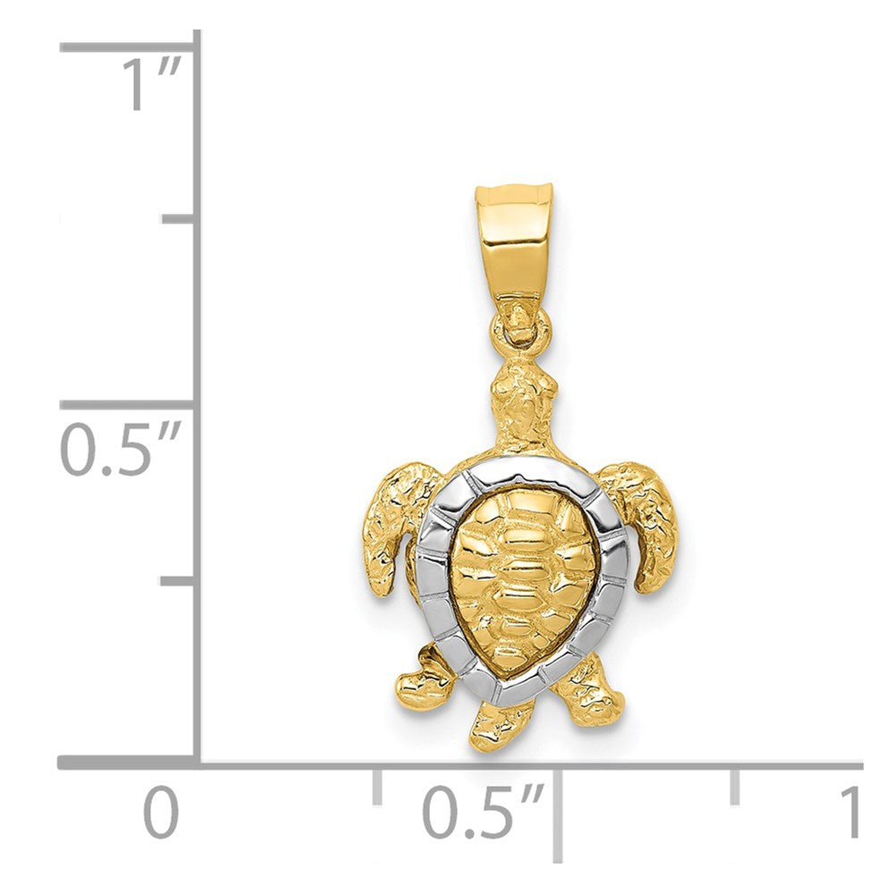 14K Yellow and White Gold Sea Turtle Charm - Charlie & Co. Jewelry