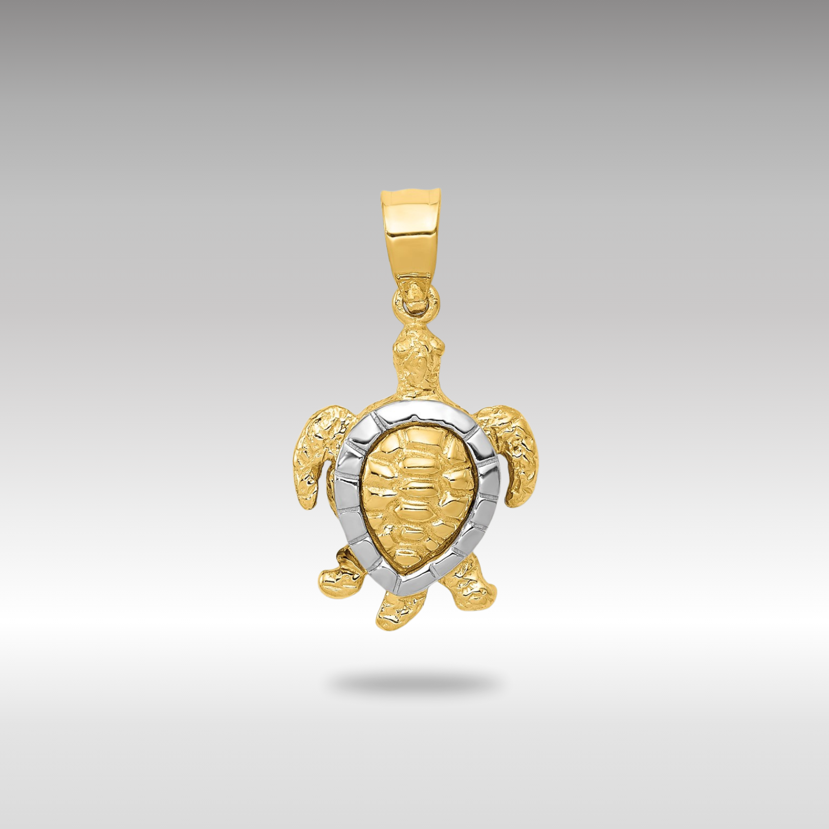 Yellow and White Gold Sea Turtle Charm - Charlie & Co. Jewelry