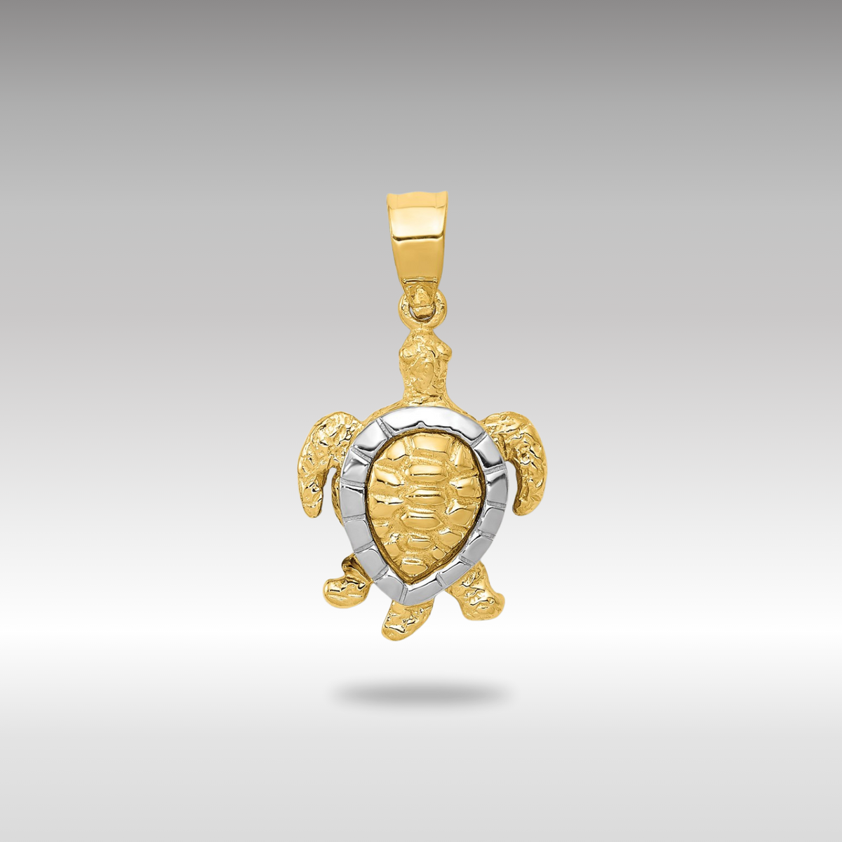 Yellow and White 14K Gold Sea Turtle Charm | Charlie & Co. Jewelry