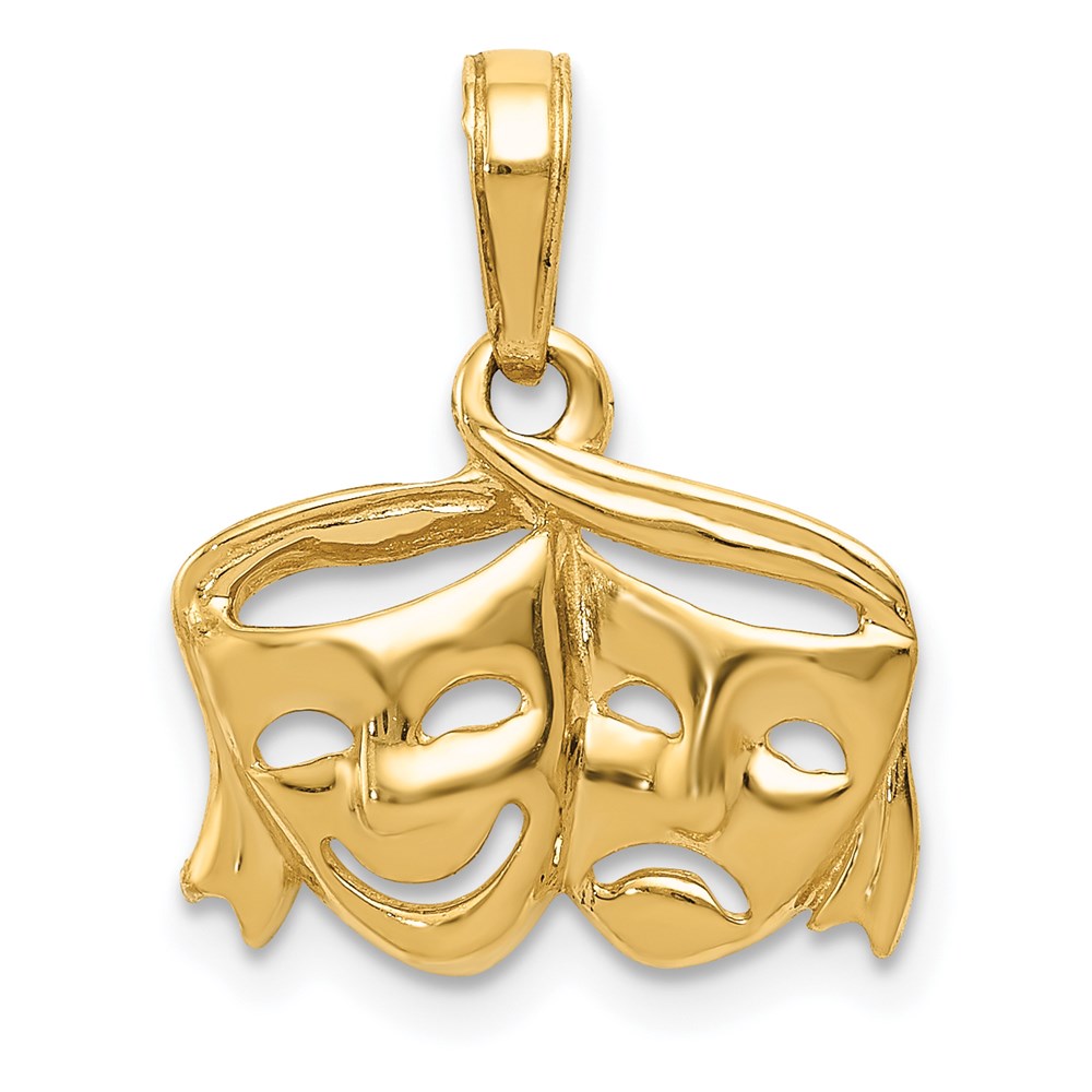 14K Gold Open-Back Comedy/Tragedy Pendant Necklace - Charlie & Co. Jewelry