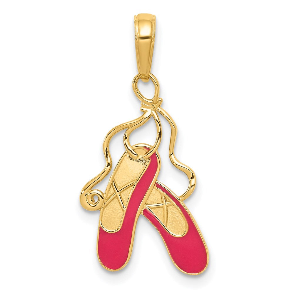 14K Gold Enameled Ballet Slippers Charm Necklace - Charlie & Co. Jewelry