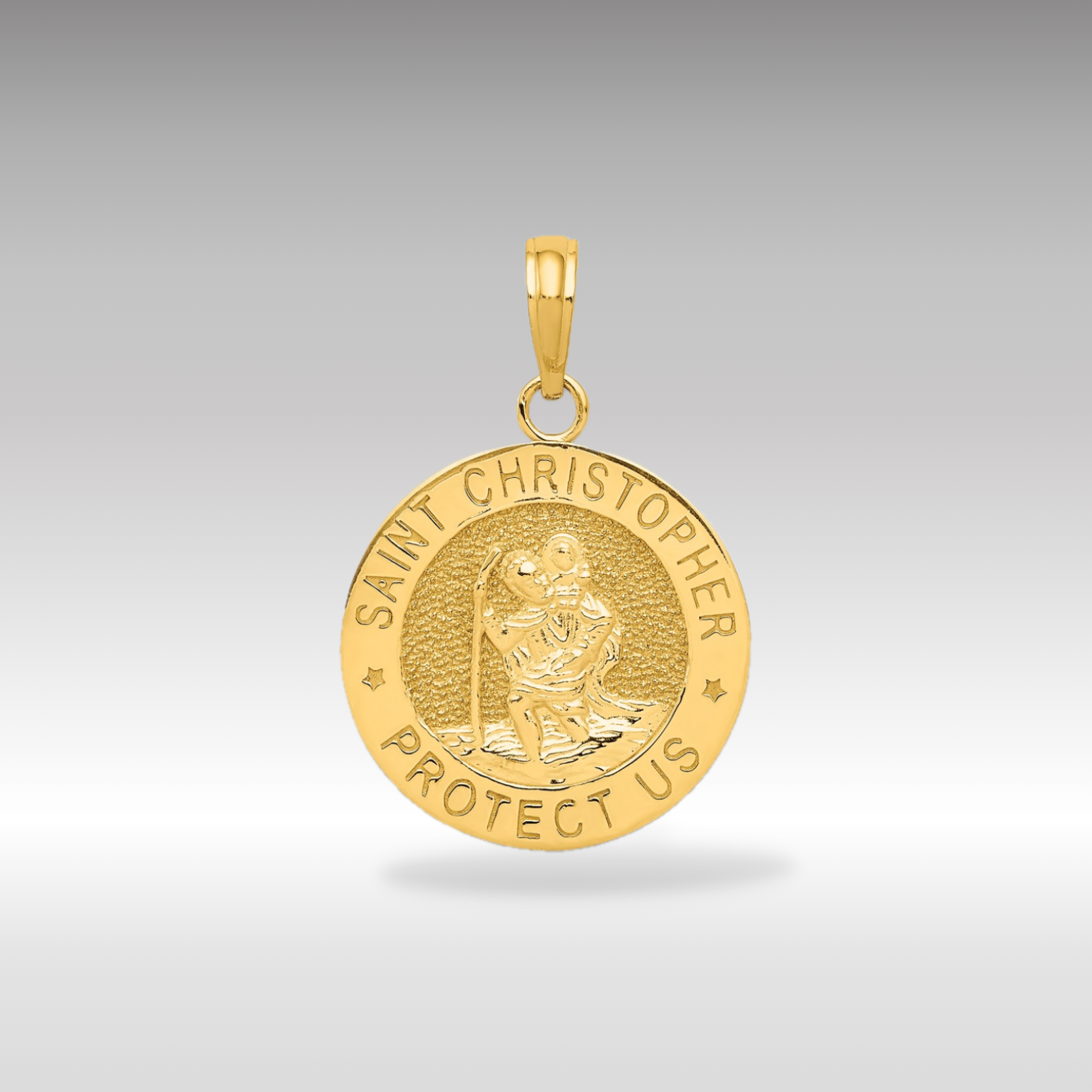 14K Gold Saint Christopher Solid Medal Charm - Charlie & Co. Jewelry