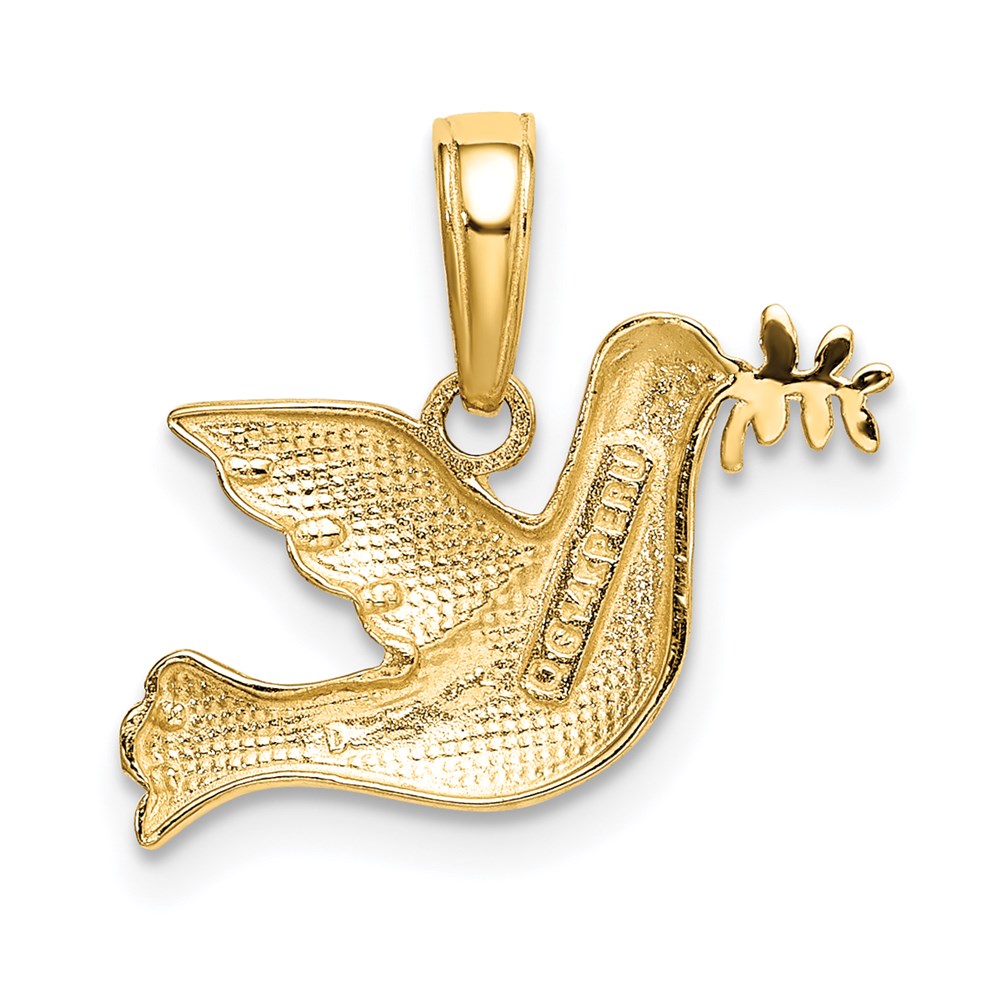 14K Gold Polished Dove Pendant - Charlie & Co. Jewelry