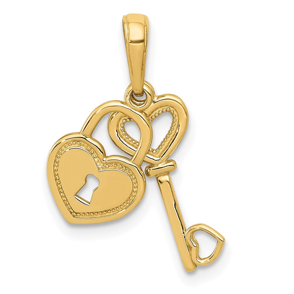 14K YELLOW GOLD KEY TO MY HEART good NECKLACE PENDANT CHARM