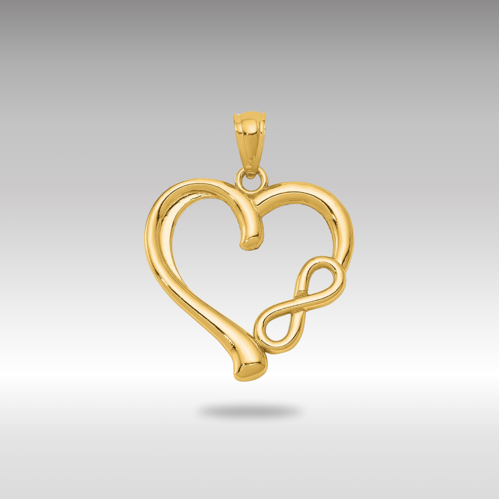 Gold Infinity Symbol Heart Necklace Pendant - Model K5169 - Charlie & Co. Jewelry