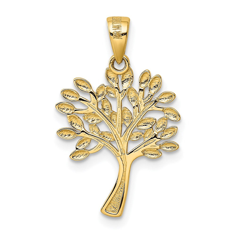 14K Yellow and White Gold Diamond Cut Tree Pendant Necklace - Charlie & Co. Jewelry