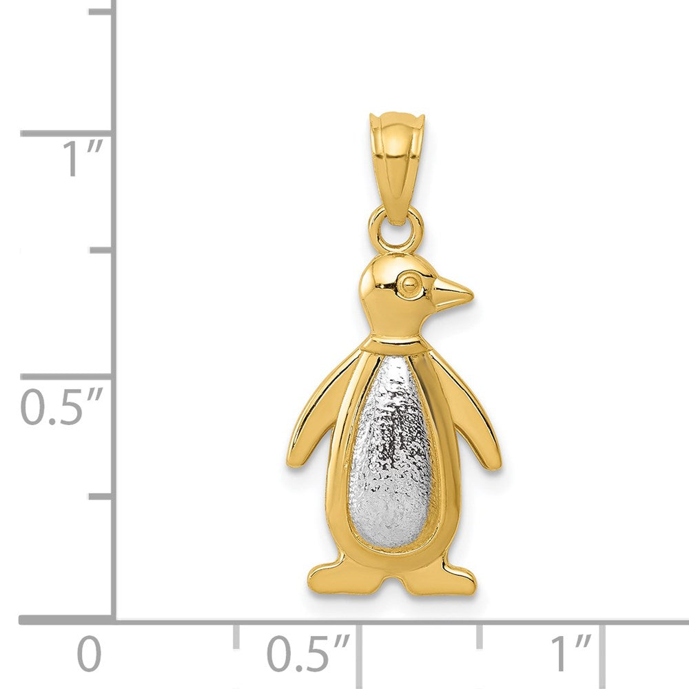 Yellow and White Gold Penguin Pendant Necklace Model-K5320 - Charlie & Co. Jewelry