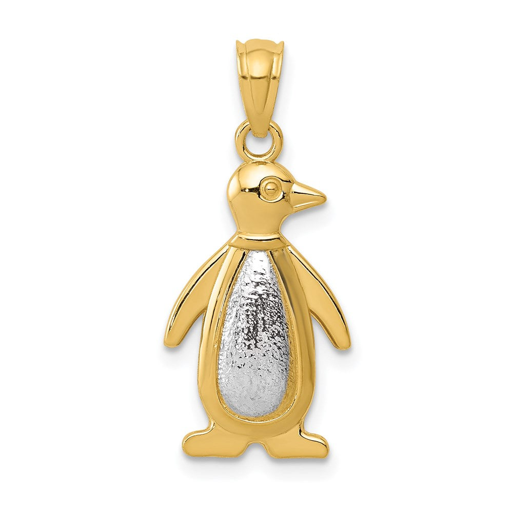 Yellow and White Gold Penguin Pendant Necklace Model-K5320 - Charlie & Co. Jewelry