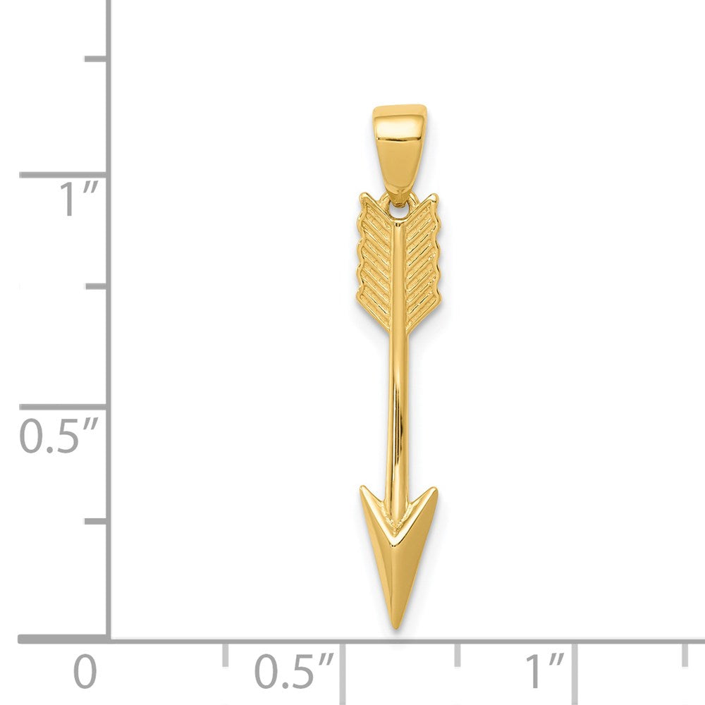 14K Gold Polished 3D Arrow Pendant - Charlie & Co. Jewelry