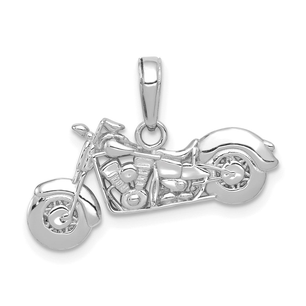 14K White Gold 3D Motorcycle Pendant - Charlie & Co. Jewelry