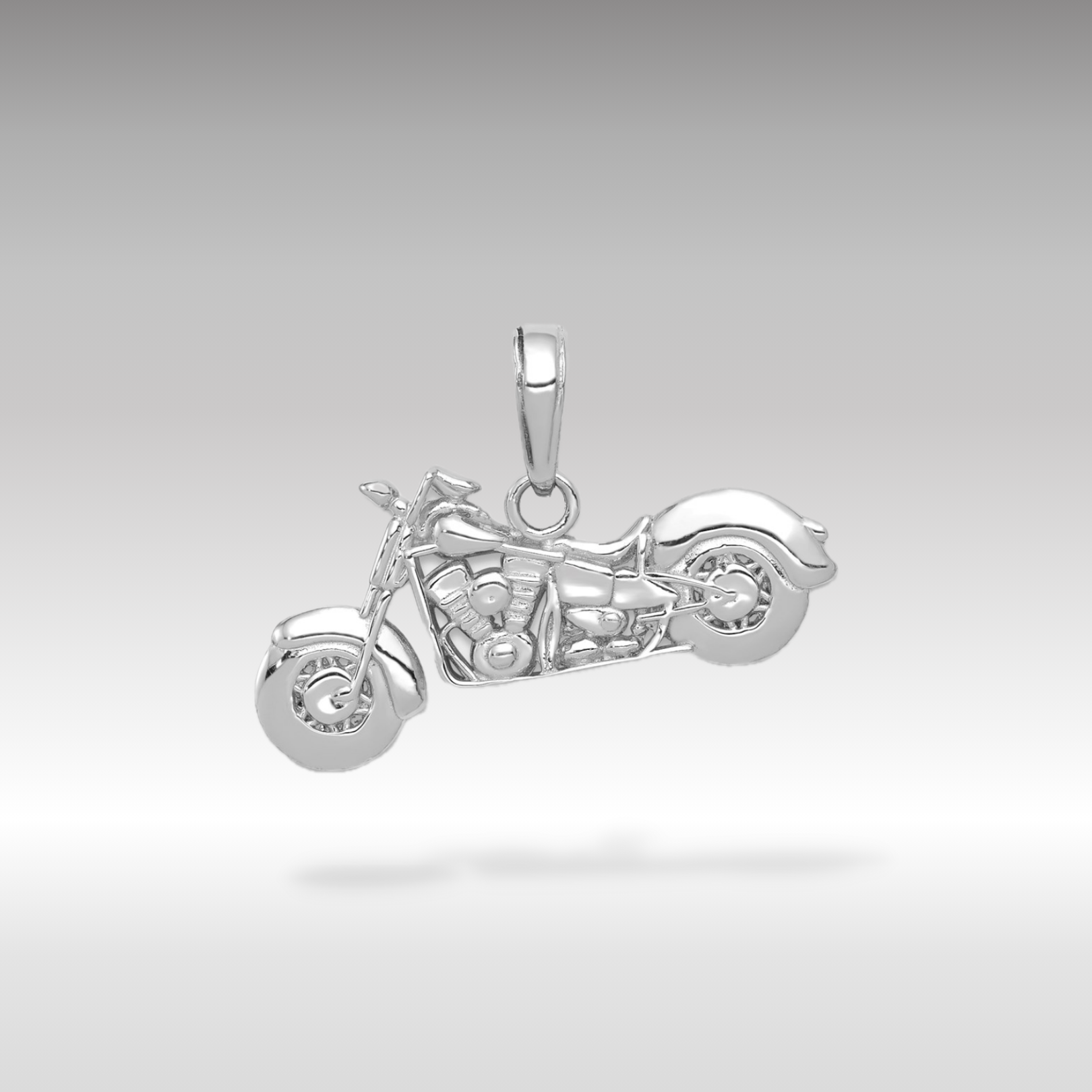 14K White Gold 3D Motorcycle Pendant - Charlie & Co. Jewelry