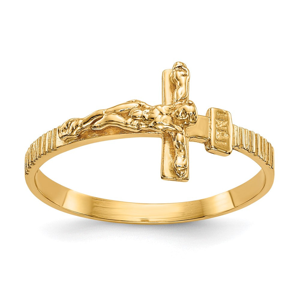 Gold Polished Jesus Band Ring Model-K5725 - Charlie & Co. Jewelry