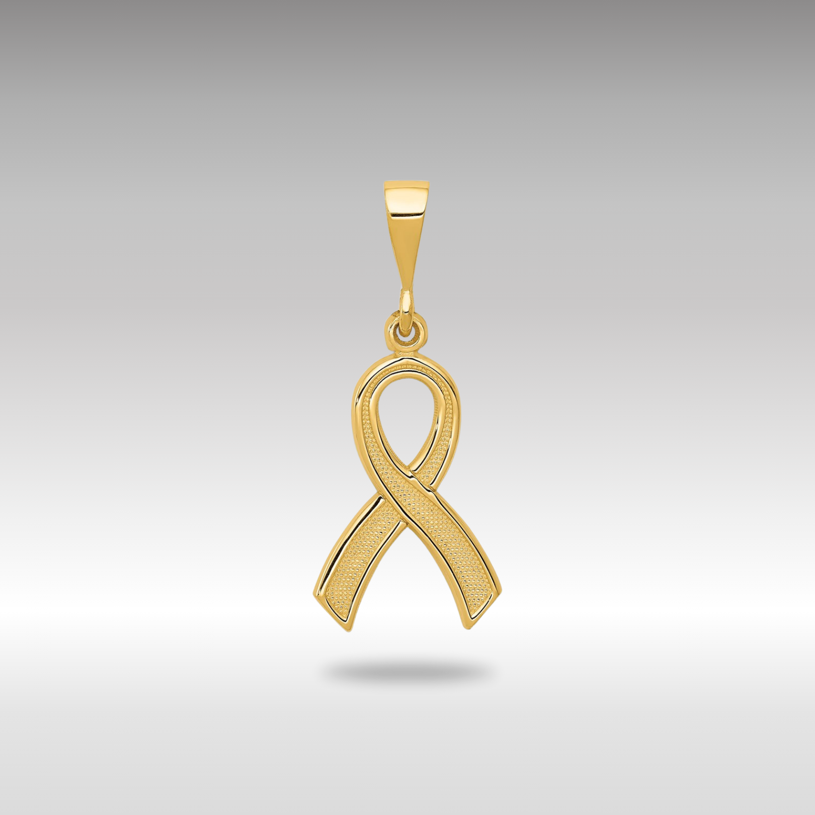 Gold Textured Awareness Ribbon Necklace Pendant - Charlie & Co. Jewelry