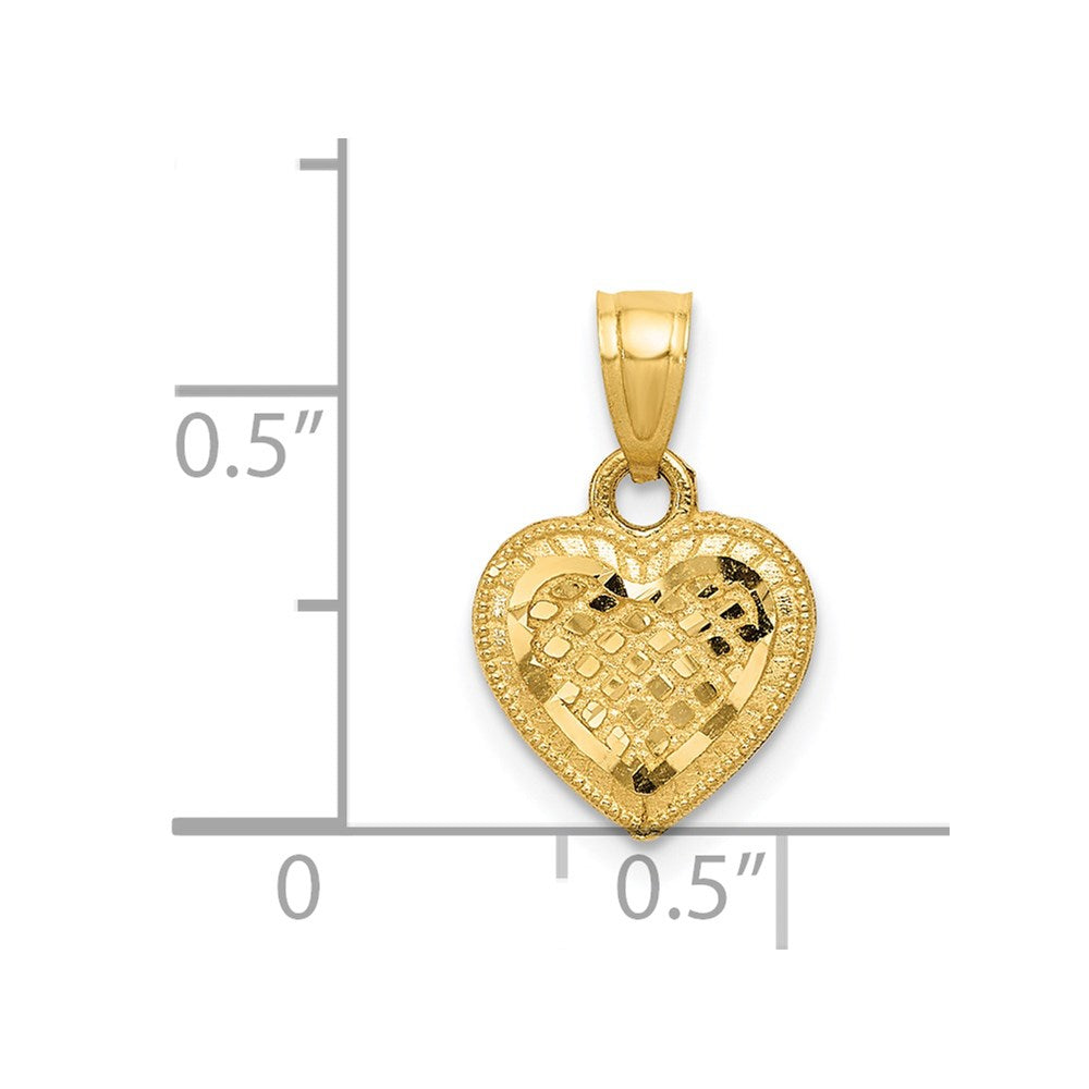 Charlie & Co Jewelry | 14k Diamond-cut Lattice Heart Pendant - Model K5855