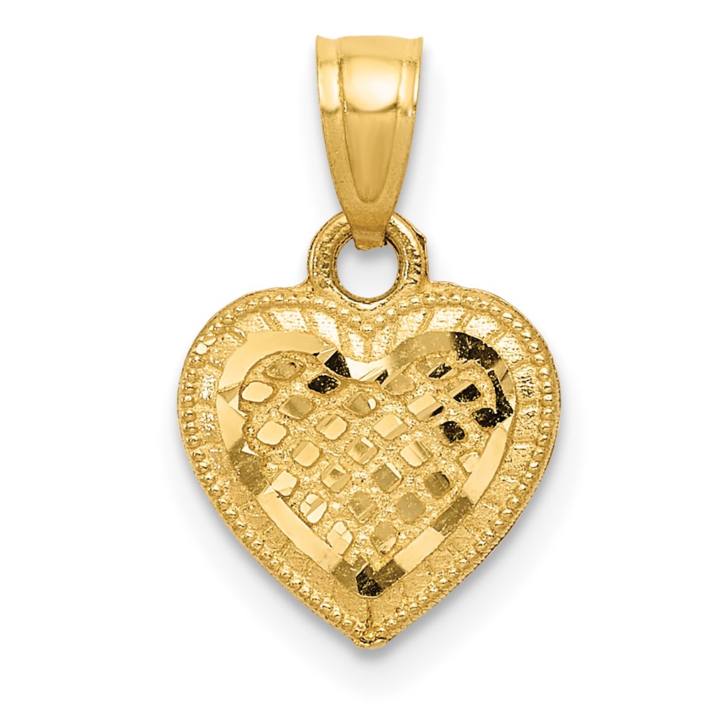 Charlie & Co Jewelry | 14k Diamond-cut Lattice Heart Pendant - Model K5855