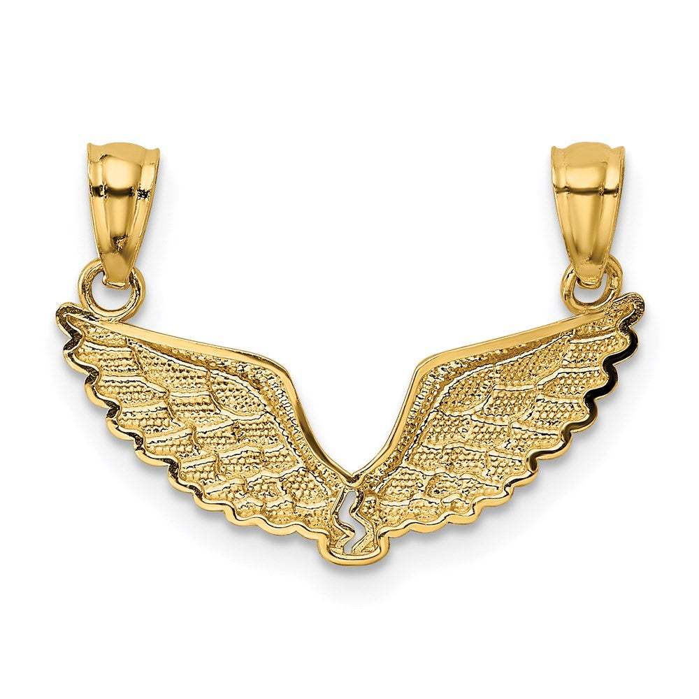 Gold Polished 2 Piece Break Apart Angel Wings Pendants Necklace - Model K5883 - Charlie & Co. Jewelry