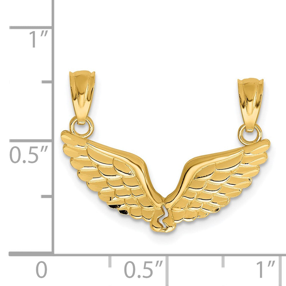 Gold Polished 2 Piece Break Apart Angel Wings Pendants Necklace - Model K5883 - Charlie & Co. Jewelry