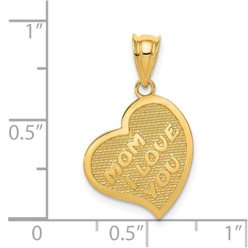 Gold Polished Mom I Love You/Cross Reversible Heart Pendant Necklace - Model K5890 - Charlie & Co. Jewelry