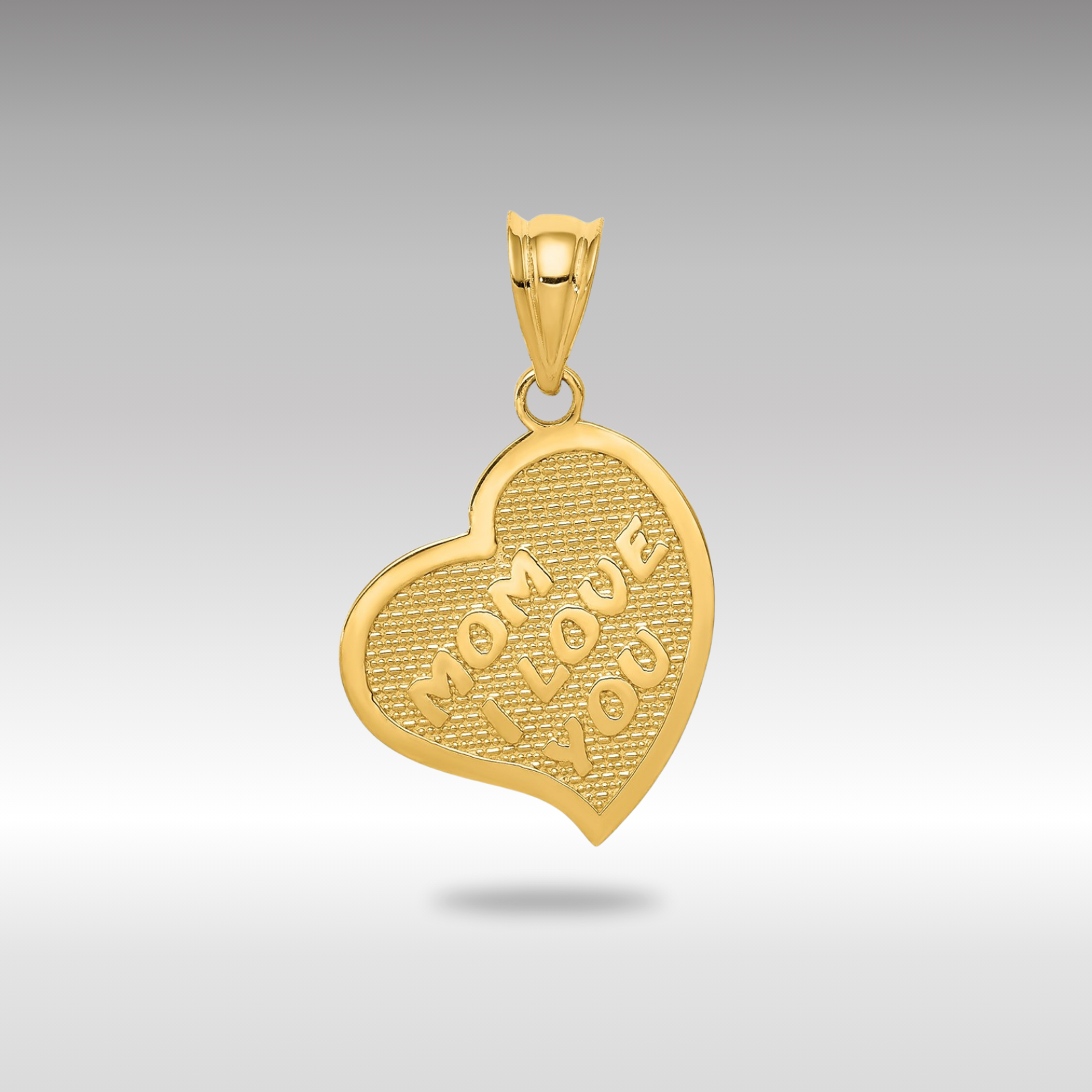 Gold Polished Mom I Love You/Cross Reversible Heart Pendant Necklace - Model K5890 - Charlie & Co. Jewelry