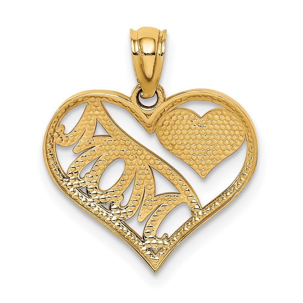 Gold Polished MOM and Heart In Heart Pendant Necklace - Model K5891 - Charlie & Co. Jewelry