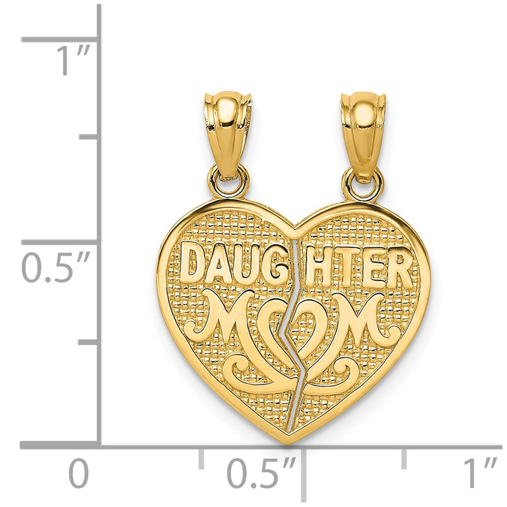 Gold Polished DAUGHTER-MOM Break Apart Heart Pendant Necklace - Model K5906 - Charlie & Co. Jewelry