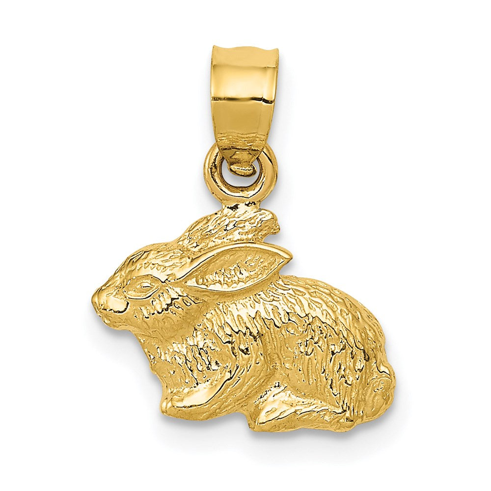 14K Gold Small Polished Rabbit Necklace Pendant - Charlie & Co. Jewelry