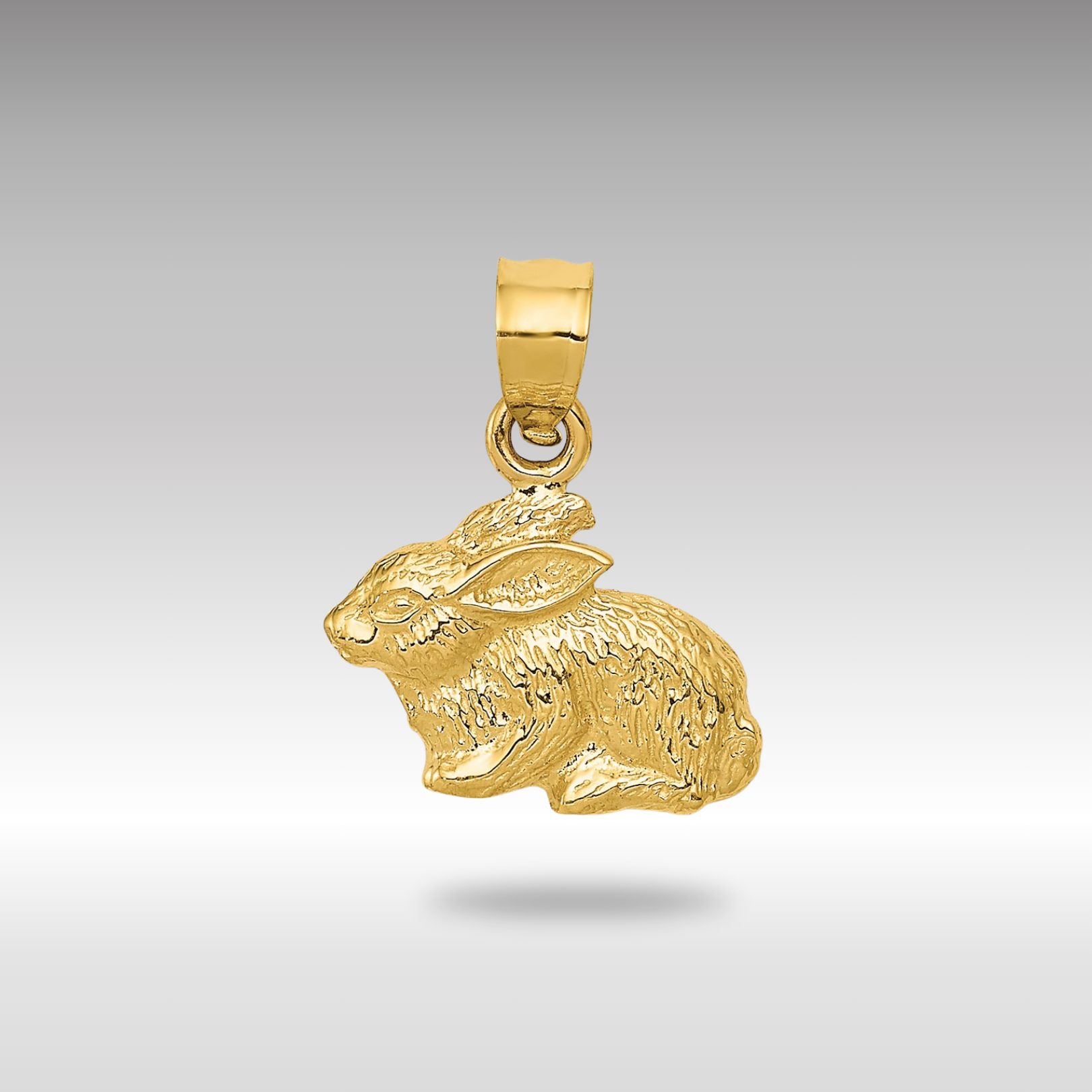 Gold Small Polished Rabbit Necklace Pendant - Charlie & Co. Jewelry