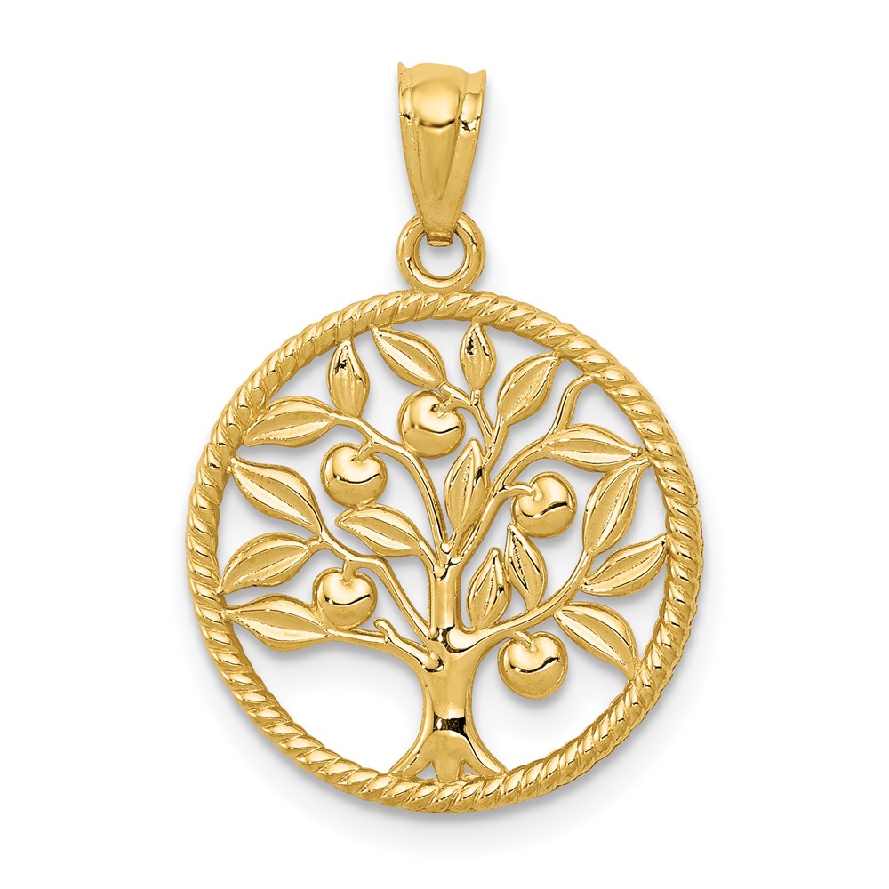 14K Gold Polished Tree of Life Necklace Pendant - Charlie & Co. Jewelry