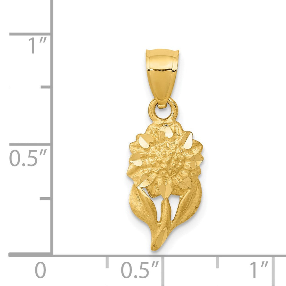 Charlie & Co Jewelry | 14k Satin Diamond-cut Sunflower Pendant - Model K5971