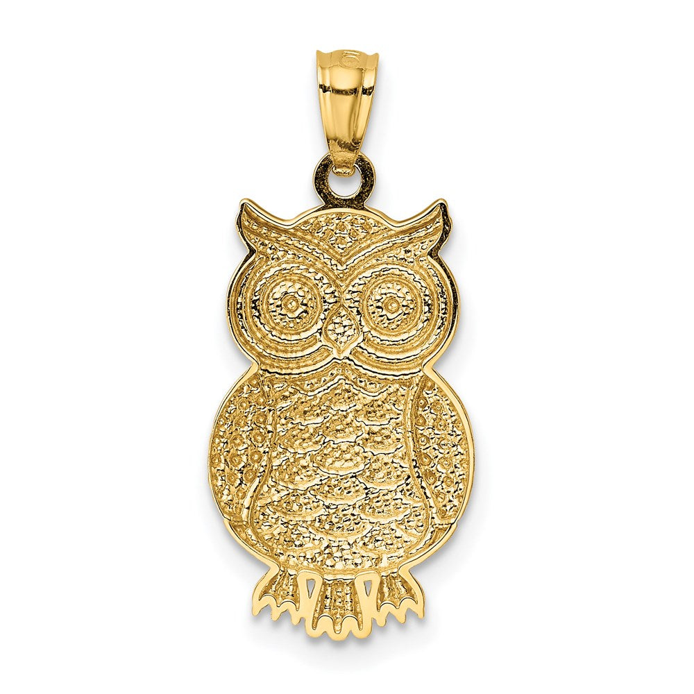 14K Yellow and White Gold Owl Pendant Necklace - Charlie & Co. Jewelry