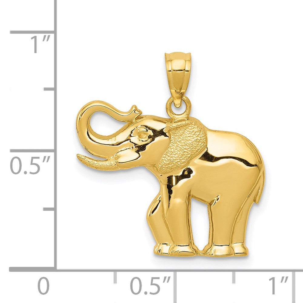 14K Gold Polished Elephant Necklace Pendant - Charlie & Co. Jewelry