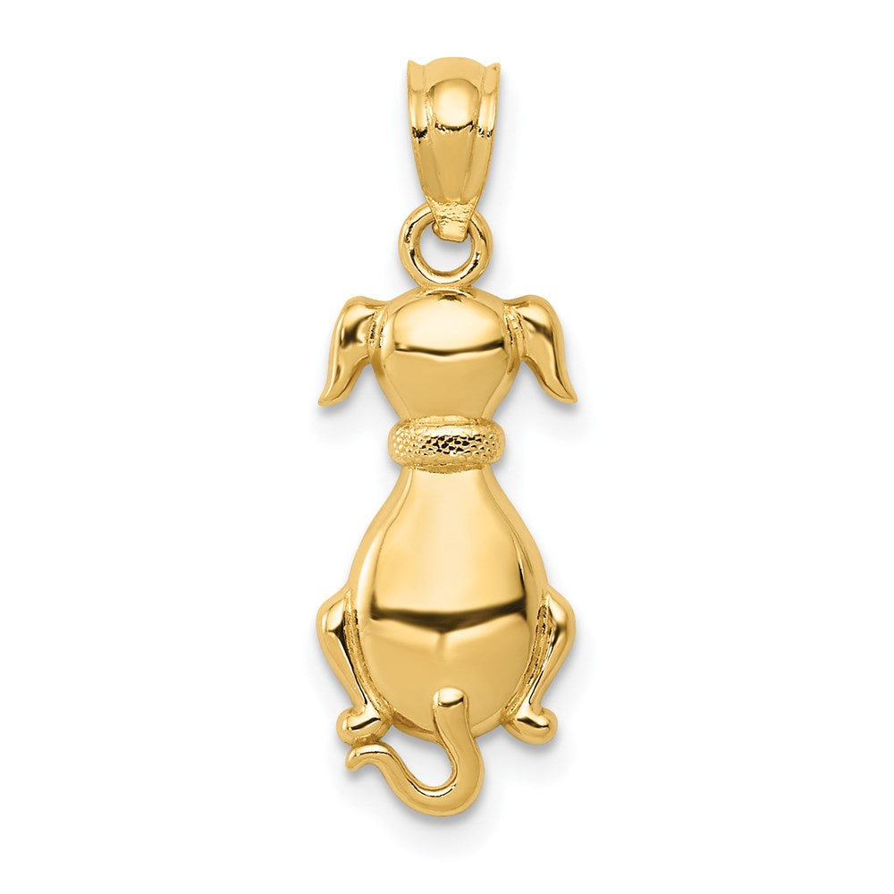 14K Gold Polished Sitting Dog Pendant - Charlie & Co. Jewelry