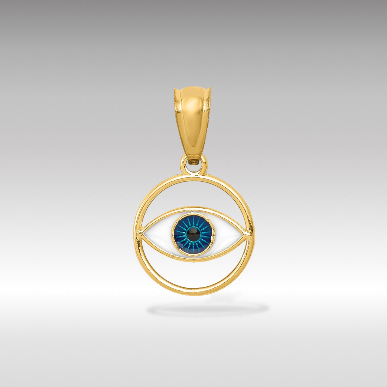 14K Gold Polished Enameled Eye Pendant - Charlie & Co. Jewelry