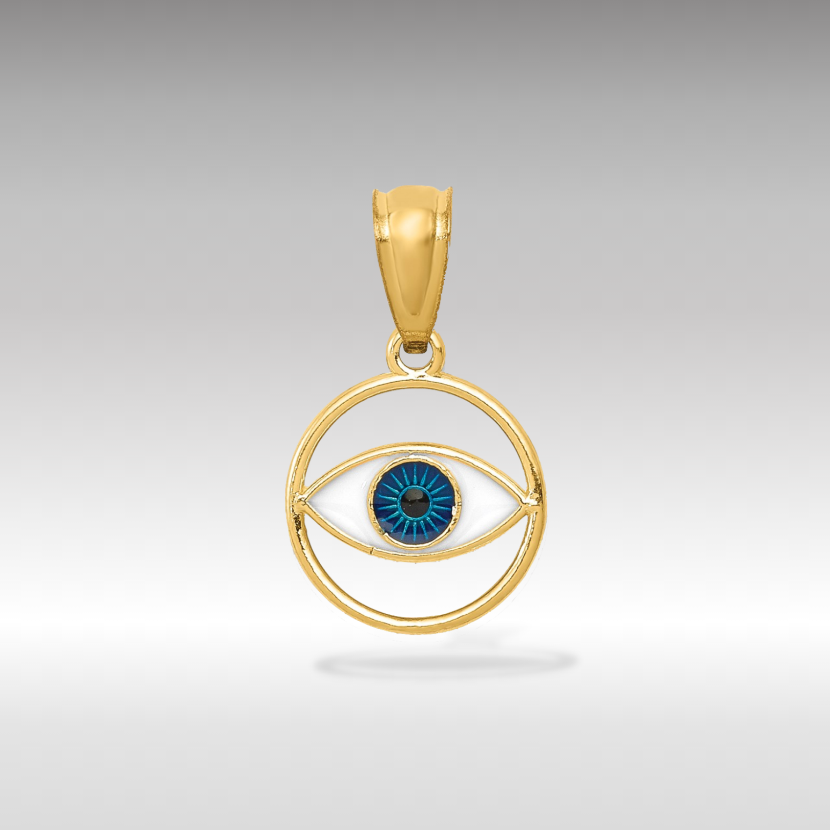 14K Gold Small Polished Enameled Evil Eye Pendant Model K6129