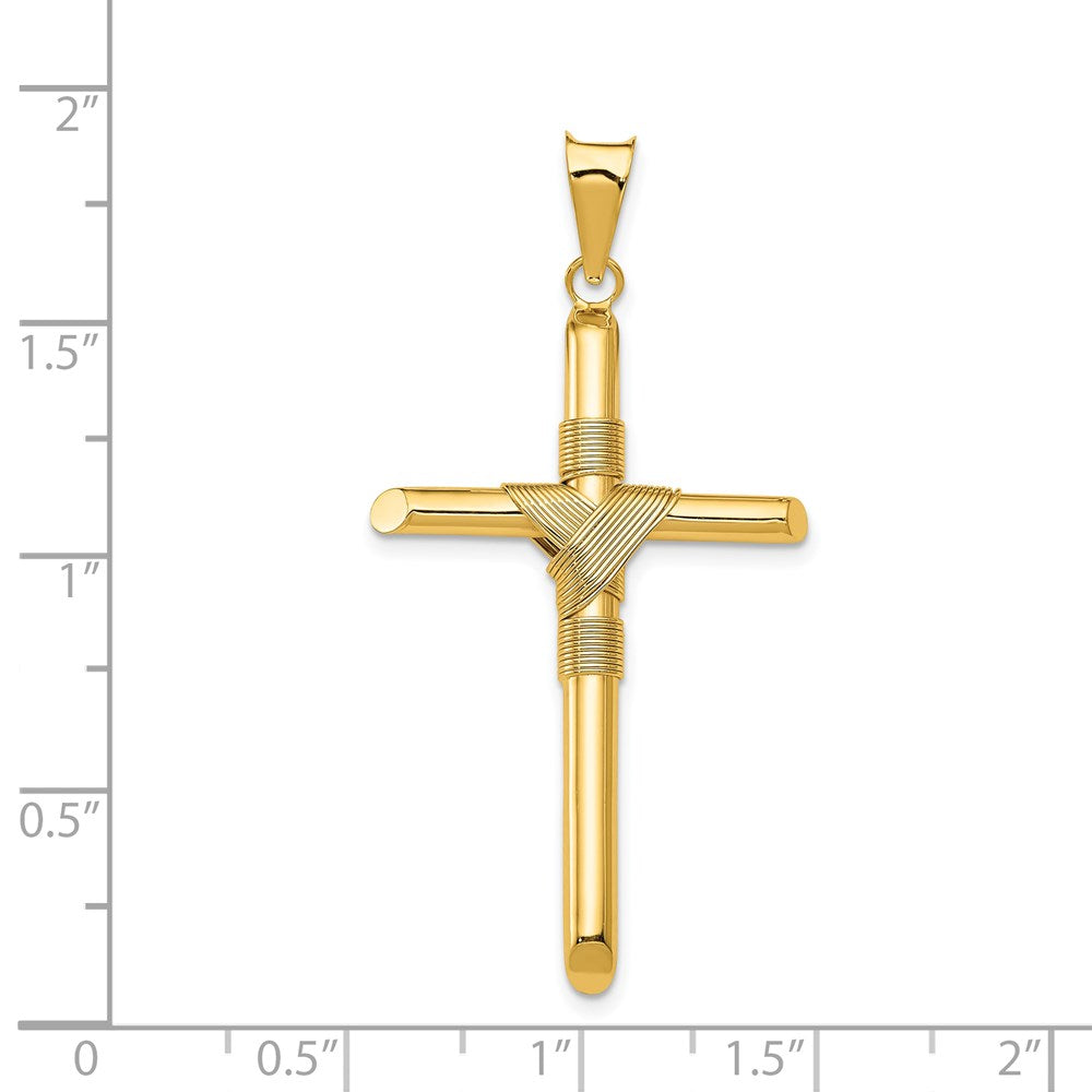 Charlie & Co Jewelry | 14k Polished W/center Wrap Tube Cross Pendant - Model K6188