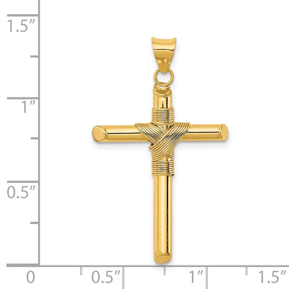 Charlie & Co Jewelry | 14k Polished W/center Wrap Tube Cross Pendant - Model K6189