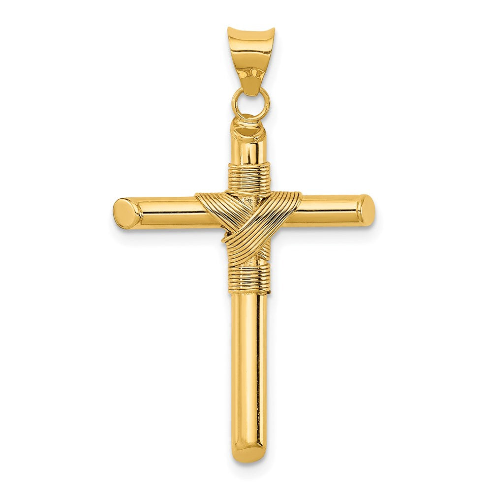 Charlie & Co Jewelry | 14k Polished W/center Wrap Tube Cross Pendant - Model K6189